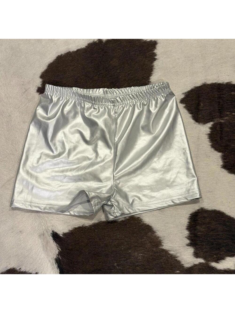 Women's Silver Metallic Stretch Micro Shorts